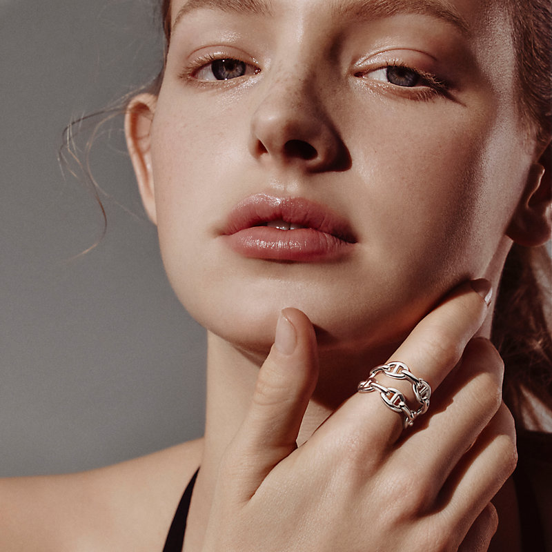 ユニセックス【HERMES】Chaine d'ancre Enchainee リング Hermès Sterling Silver Large Model Chaine d'ancre Enchainee
